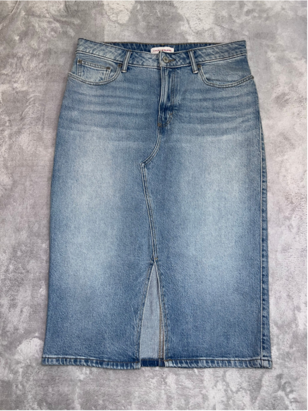 Women's Lucky Brand Blue Denim Midi Skirt Size 10